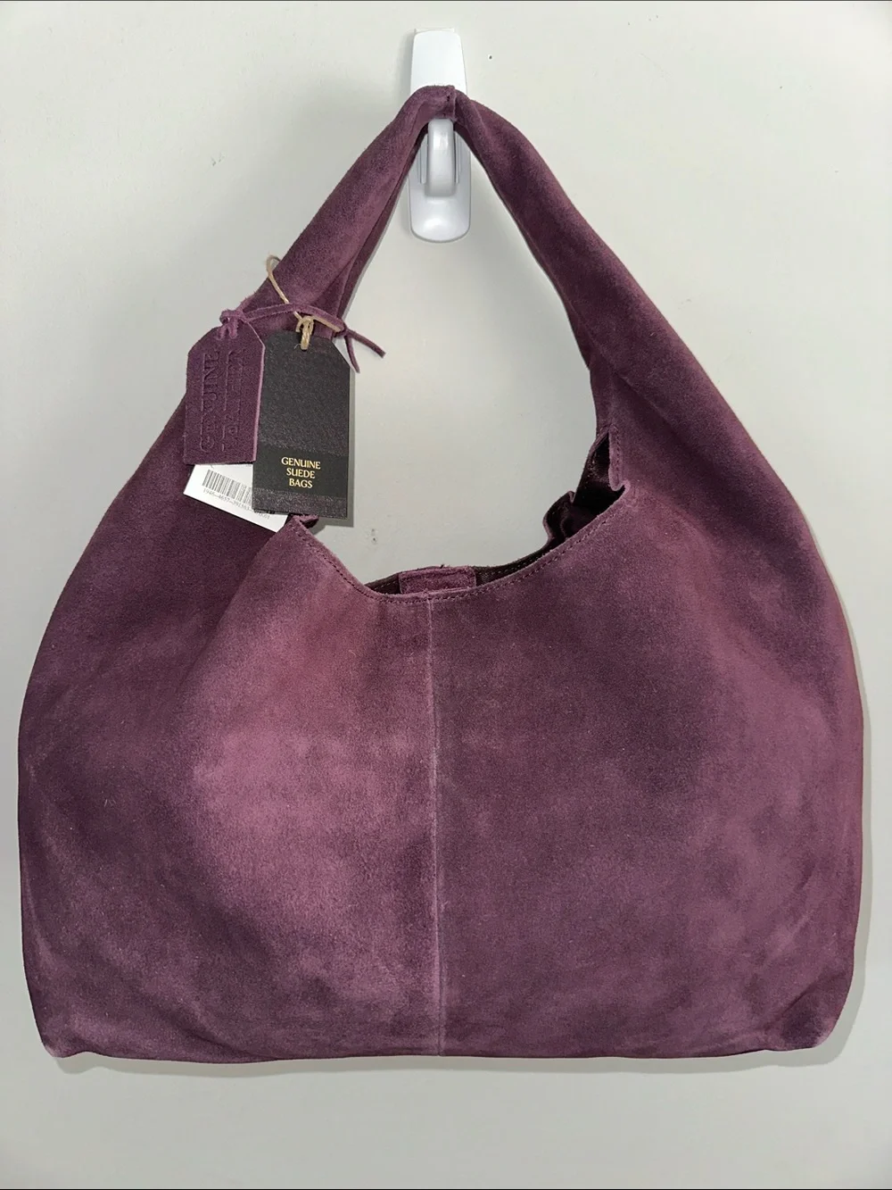 New Genuine Leather Suede Slouchy Boho style Bag / Purse in Tan or Eggplant